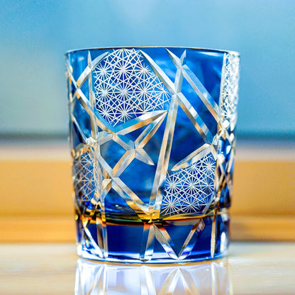Japanese Cut Crystal Whisky Glass with Gift Box Lightning Pattern Barware for Scotch Bourbon Cocktails Home Bar Décor Artisan Glassware Coll
