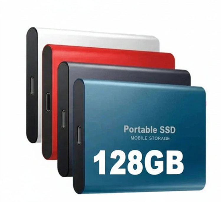 Ultra-Slim Solid State Drive 128GB USB-C Compatible for Laptops Phones Tablets Android Windows Apple Cross-Platform Storage Solution