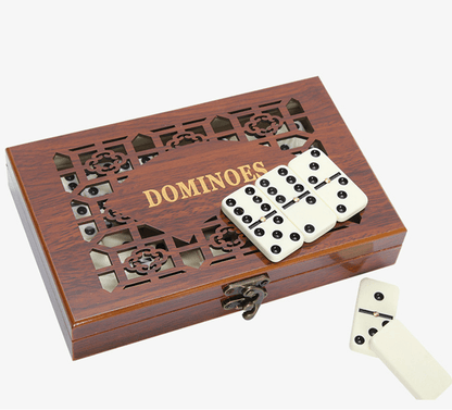 Classic Dominoes Set with Wooden Storage Case – 28 Tiles for Family Game Night