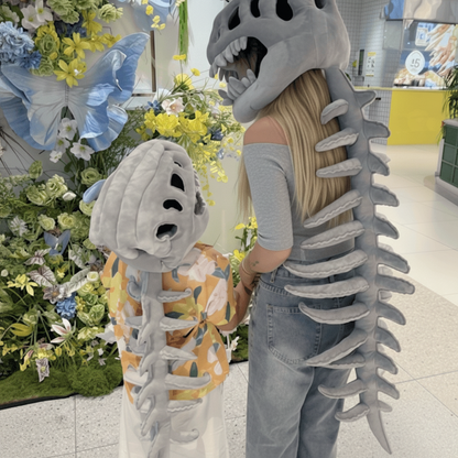 Disfraz de esqueleto de dinosaurio | Conjunto de peluche para niños con diseño 3D | Perfecto para Halloween y eventos temáticos
