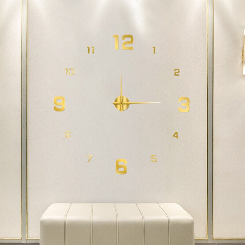 Oversized Decorative Timepiece with Dimensional Numbers for Entryway Kitchen Bedroom 16-Inch Round Silent Quartz Movement Battery-Operated C