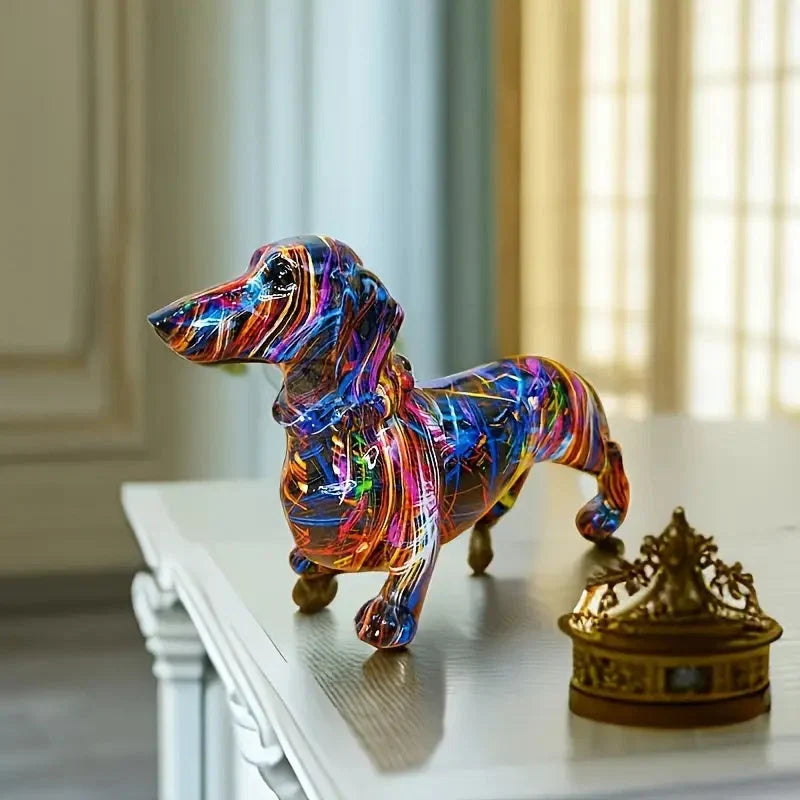 ColorHound – Vibrant Dachshund Sculpture Modern Artistic Decor