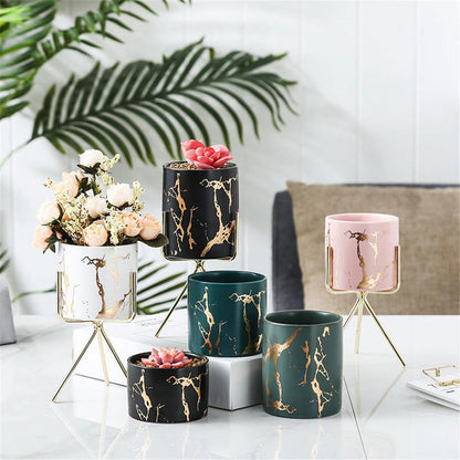 Geometric Marbled Serenity Planter
