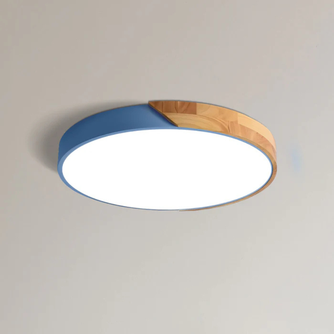 Wooden Flush Mount LED Light Fixture 3000K Soft White for Bedroom Living Room Hallway Minimalist Nordic Style Modern Recessed Low Profile Ac
