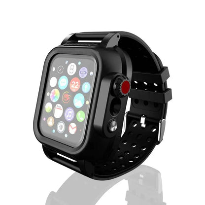 Protective Sport Band & Case Kit for Apple Watch 44mm & 42mm – Silicone Wristband with Snap-On Screen Bumper for Series 6/5/4/SE & Series