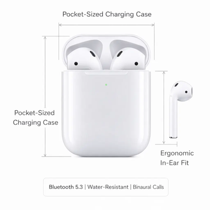 Compact True Wireless Earbuds with Charging Case – Bluetooth 5.3 In-Ear Headphones with Built-In Mic for Calls, Music & Gym – Water Resistan
