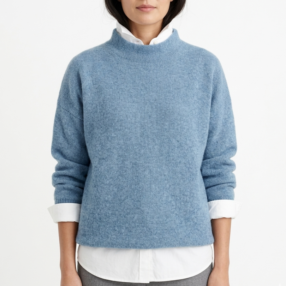 Women's Relaxed Pullover Sweater in Soft Polyester – Crew Neck Long Sleeve Casual Top for Everyday Comfort & Layering Year-Round