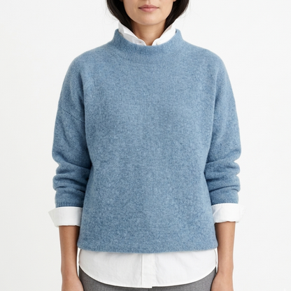Women's Relaxed Pullover Sweater in Soft Polyester – Crew Neck Long Sleeve Casual Top for Everyday Comfort & Layering Year-Round