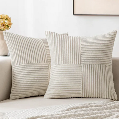 Textured Plush Throw Pillow Cover 18x18 Inch Gray Ribbed Velvet Square Cushion Sham for Couch Bed Living Room Soft Decorative Accent Hidden