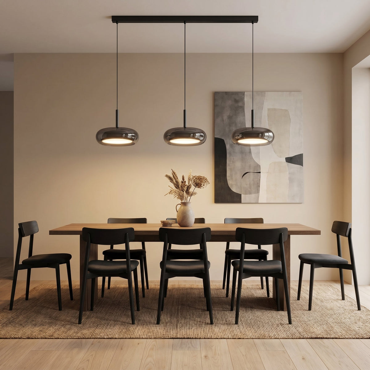 Triple-Light Kitchen Pendant Lamp – Adjustable Modern Fixture with Glass Shades for Island, Dining & Breakfast Nook