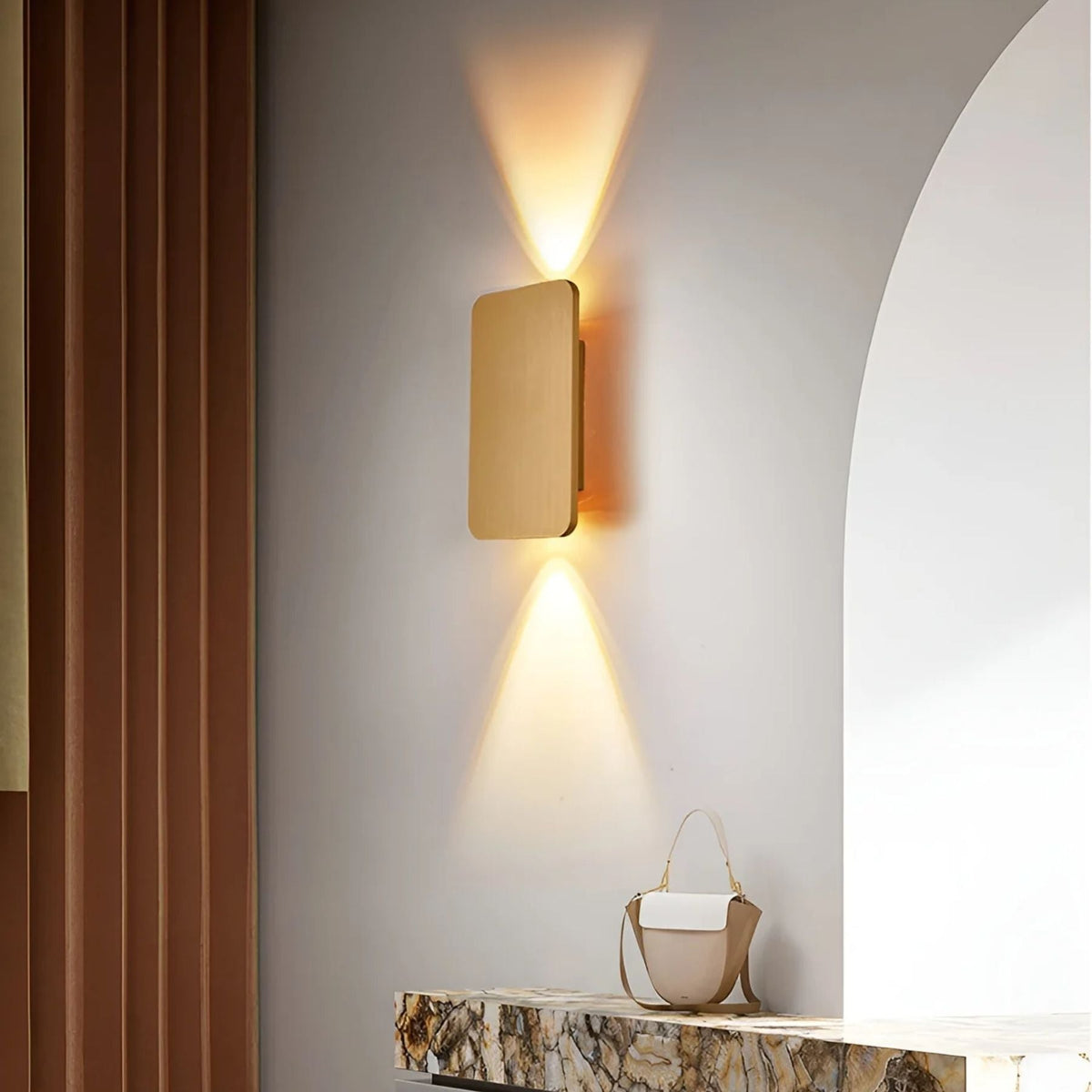 Aplique LED de aluminio de 6W, luz indirecta hacia arriba y hacia abajo, rectangular de 6 pulgadas, moderno, de montaje empotrado para pasillos, dormitorios y salas de estar
