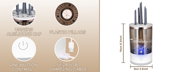 Limpiador eléctrico de brochas de maquillaje Ortekor con vibración sónica | Limpieza profunda para una piel impecable