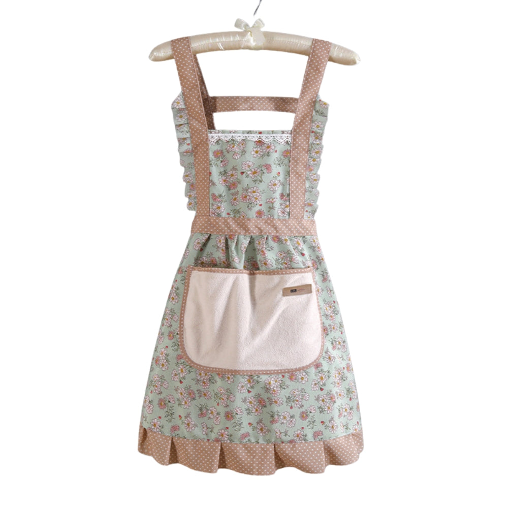 Floral Cotton Kitchen Apron with Pockets – Waterproof & Oil-Resistant for Cooking, Baking & Everyday Meal Prep