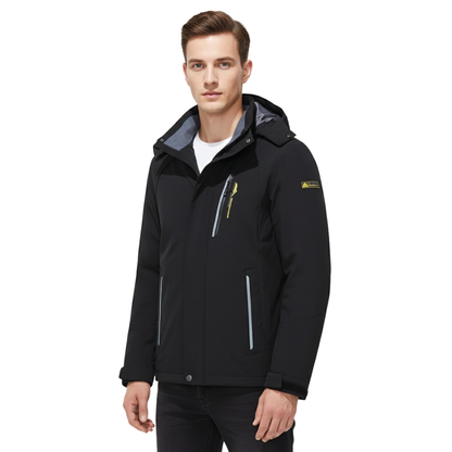 Men's Windproof Rain Shell Jacket with Removable Hood for Hiking, Camping & Outdoor Adventures – Waterproof Lightweight Expedition Coat