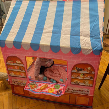 Kids Play Tent Cake Shop Playhouse Pop-Up Fort Indoor Outdoor Pretend Play Space for Toddlers Boys Girls Imaginative Role Play Hideaway