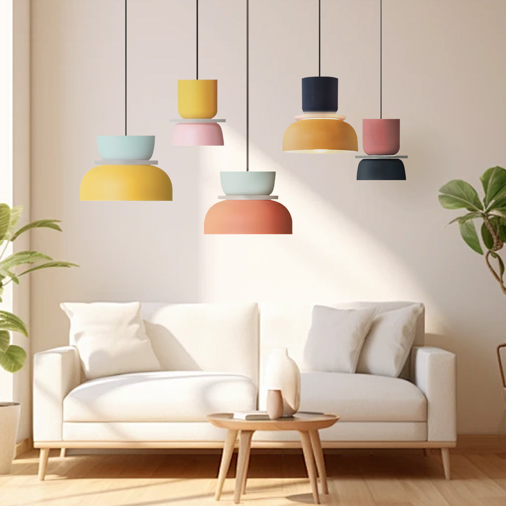 Dual-Layer Overhead Fixture 11.4 in Aluminum Acrylic Nordic Style Kitchen Dining Living Bedroom Suspended Drop Light for Small Spaces Contem
