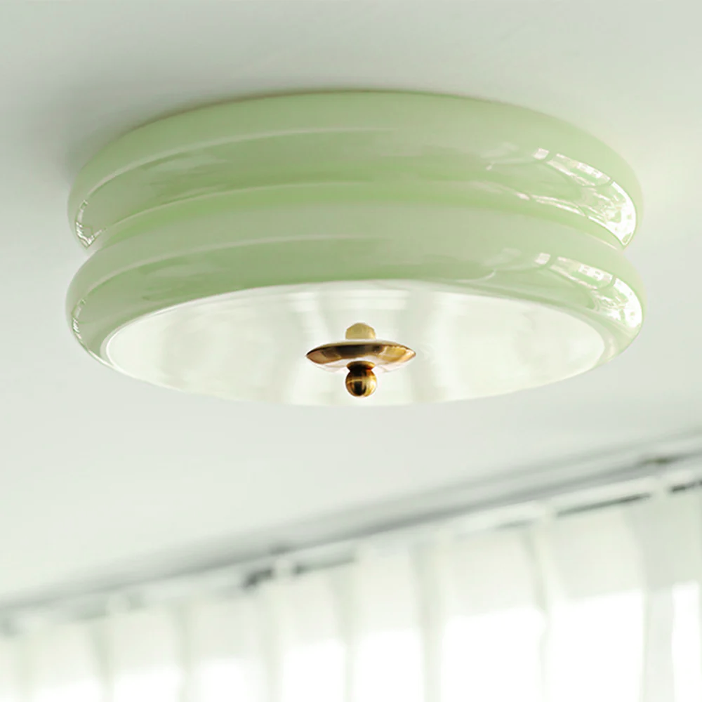 Flush Mount LED Fixture with Adjustable Color Temperature Glass Shade 13 in Diameter for Bedroom Living Room Dining Room Modern Art Deco Sty