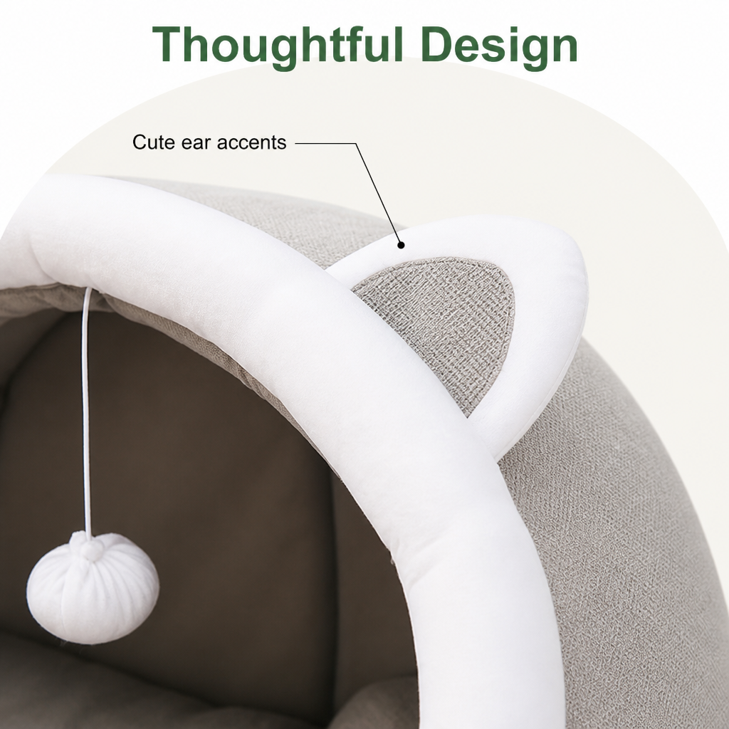 Ortekor Plush Polyester & Washable Pet Cave Bed