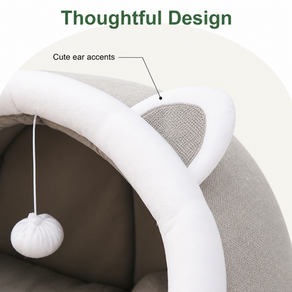 Ortekor Plush Polyester & Washable Pet Cave Bed