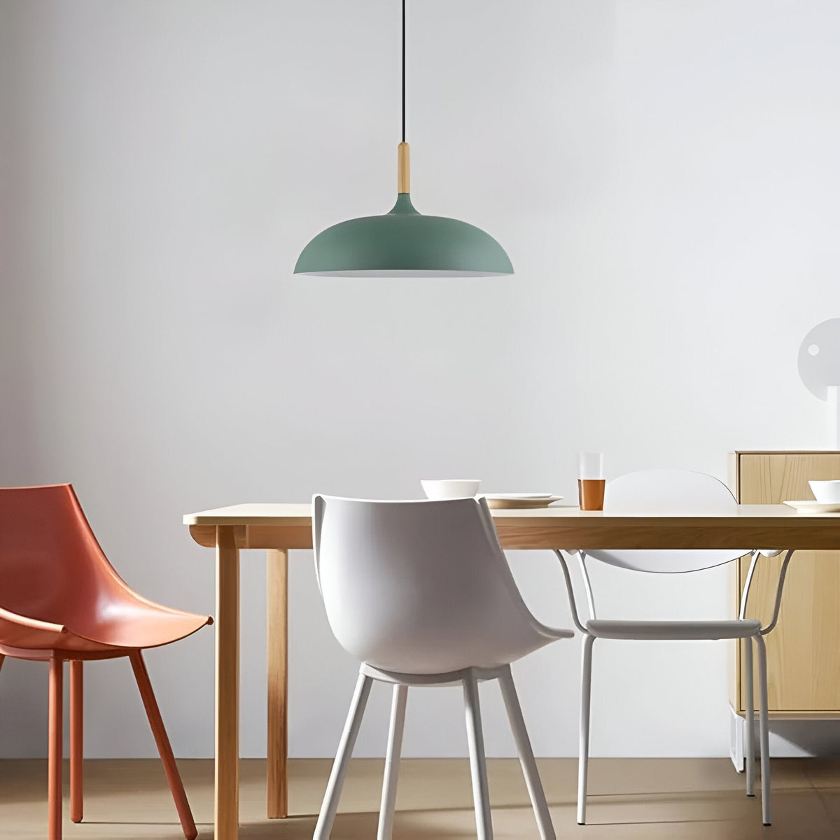 Wood and Iron Drop Light 14-24 Inches Diameter for Kitchen Island Dining Table Modern Minimalist Fixture E27 Socket Cord Height Adjustable