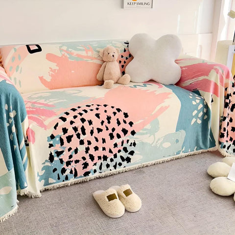 Funda para sofá Waverly - Estampado artístico en tonos pastel, funda resistente a mascotas
