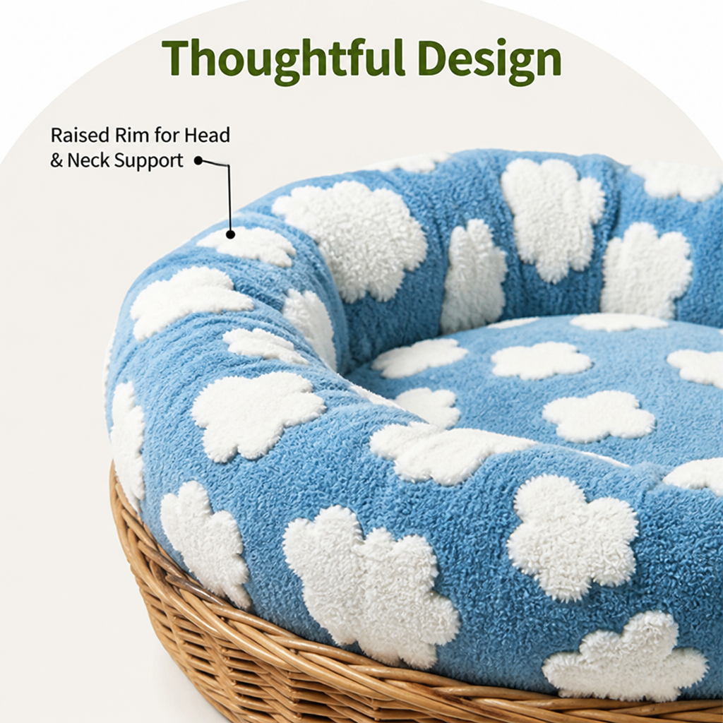 Ortekor Chew-Resistant Cotton & Anti-Slip Donut Dog Bed
