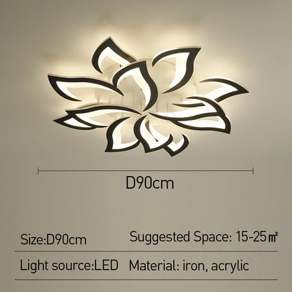 LED Flush Mount Light Fixture with Floral Layered Design for Bedroom, Entryway & Living Spaces | 22 in Black Metal Modern Low Profile Ambien