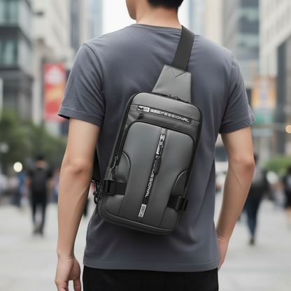Bolso bandolera con cremalleras ocultas antirrobo y puerto de carga USB – Mochila de nailon resistente al agua para viajes, desplazamientos y uso diario