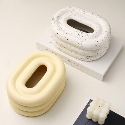 Caja para pañuelos Lustre - Cerámica de alta calidad, elegante diseño con anillo de viento