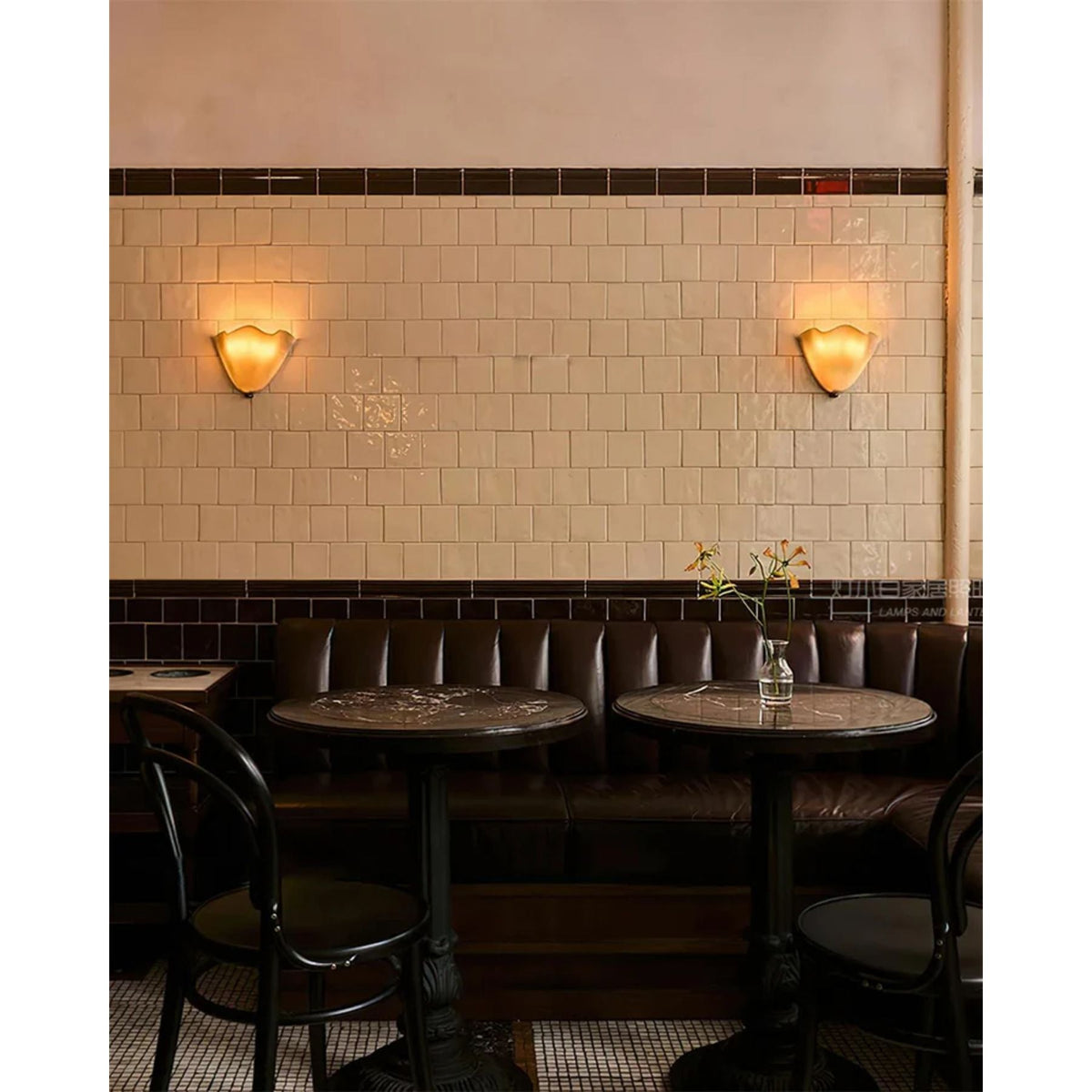 Dual-Socket Sconce Light with Textured Glass Shade in Warm Tones for Entryways & Powder Rooms