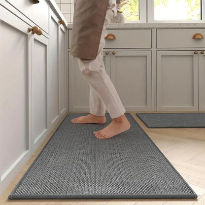 Anti-Fatigue Kitchen Runner Set 18×47 & 18×28 Inch Non-Slip Comfort Floor Mats Beige Cushioned Standing Pad for Sink Stove Cooking Area