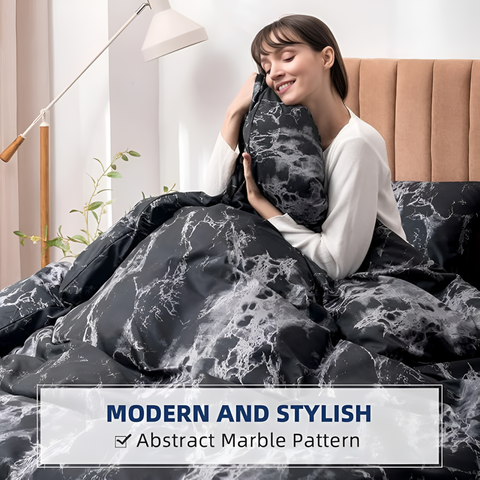 MarbleLuxe – Black Marble 3-Piece Quilt Cover Set
