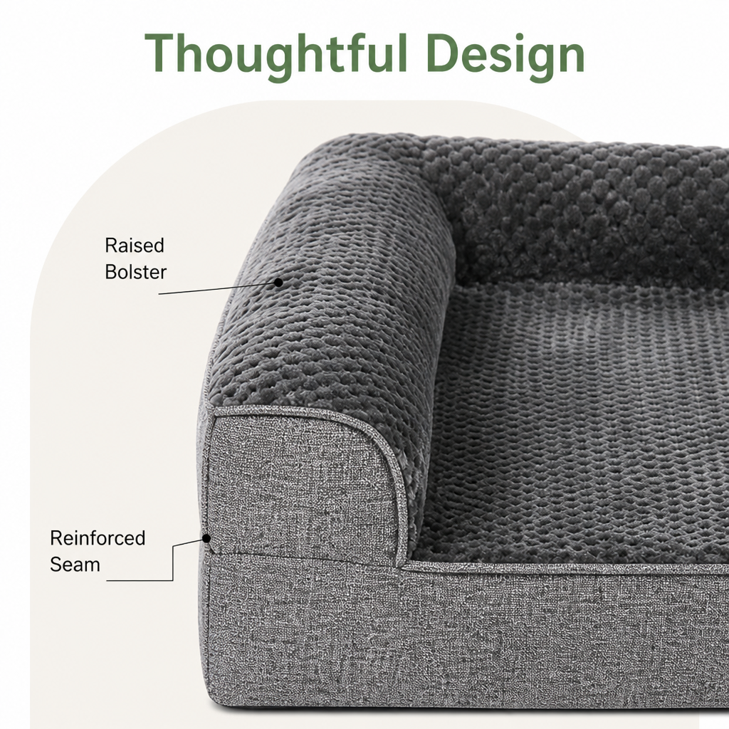 Ortekor Orthopedic High-Density Foam & Sherpa Dog Bed (Removable Cover)
