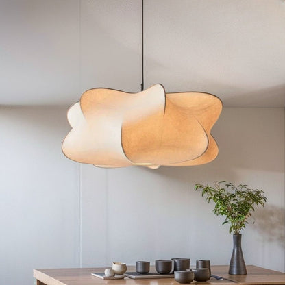 Silk Pendant Light Japanese-Inspired LED Warm White for Living Room Bedroom Hotel