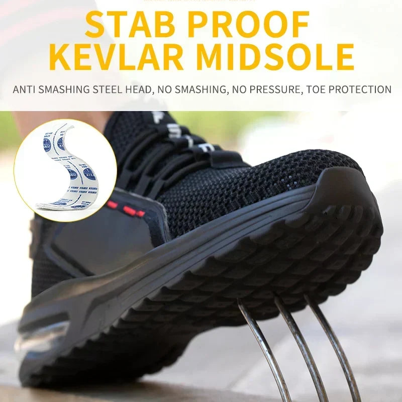 Steel Toe Work Shoes for Men & Women – Breathable Mesh Safety Sneakers with Slip-Resistant Sole & Puncture-Proof Protection for
