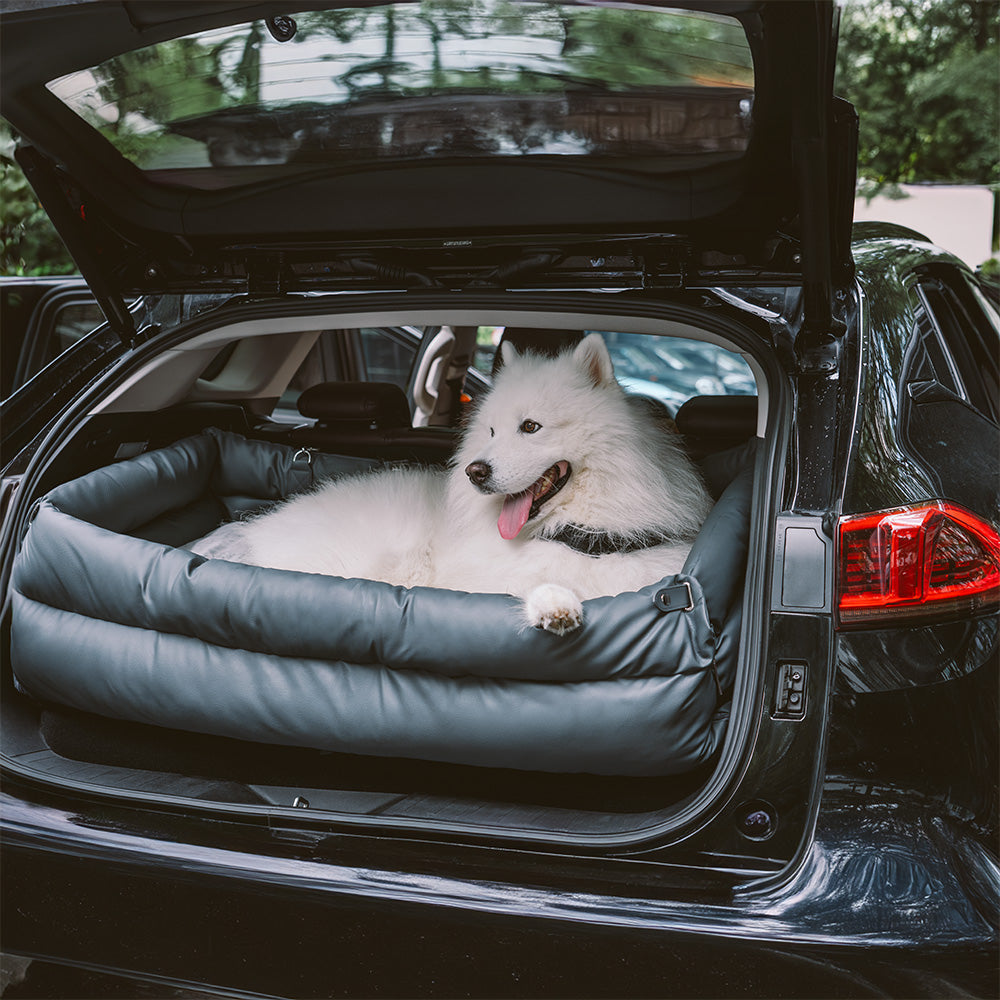 Portable Pet Travel Carrier Bed with Safety Leash for Small to Medium Dogs – Waterproof Faux Leather Car Booster Seat & Indoor Lounge
