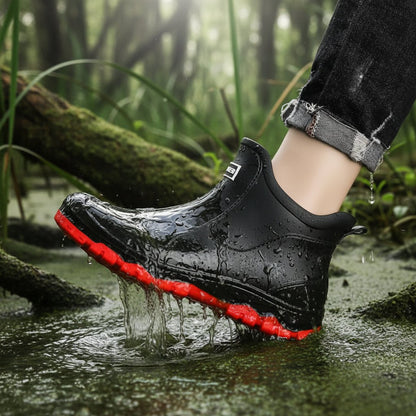 Waterproof Ankle Rain Boots with Slip-Resistant Tread for Mud, Camping & Fishing