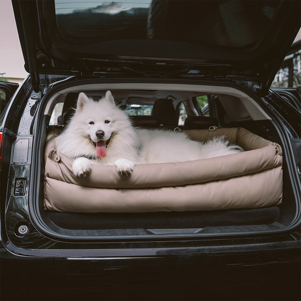 Portable Pet Travel Carrier Bed with Safety Leash for Small to Medium Dogs – Waterproof Faux Leather Car Booster Seat & Indoor Lounge