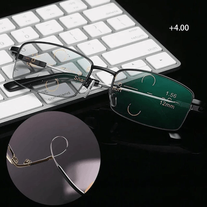 Titanium Multi-Focus Reading Glasses for Near & Distance Vision with Blue Light Filter