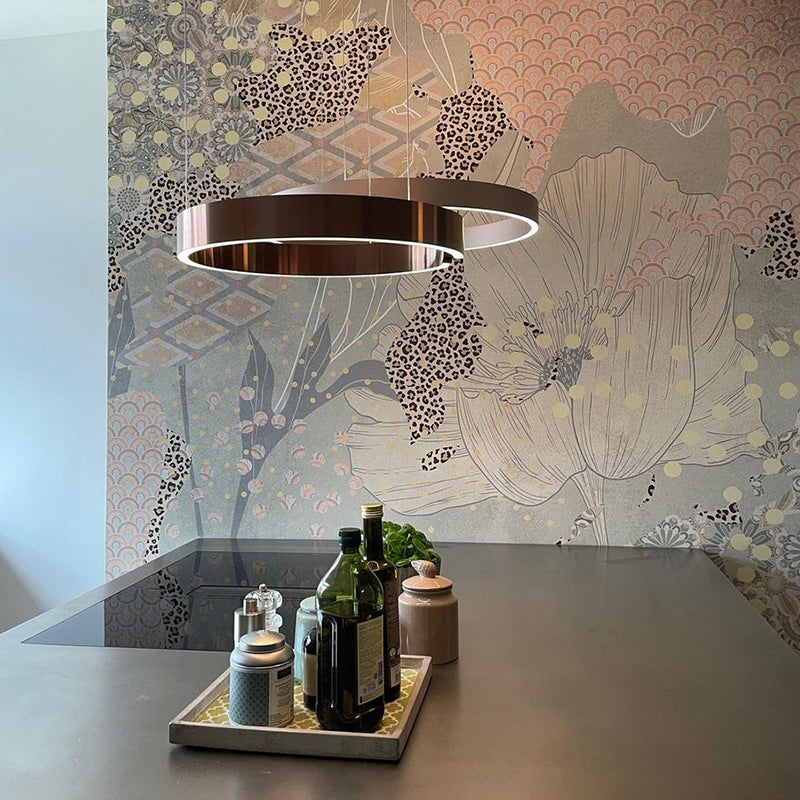 Lámpara de techo LED circular con anillo de aluminio de 20 pulgadas, altura ajustable para isla de cocina, comedor, vestíbulo, luz tipo halo colgante moderna, eficiencia energética