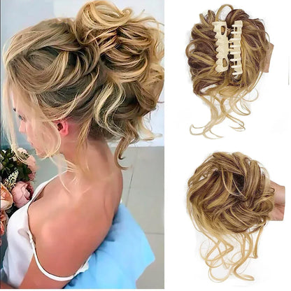 Synthetic Updo Hairpiece with Clip Attachment – Textured Volume for Thin or Fine Hair – Available in 18 Shades Including Blonde, Brown, Black, Gray &