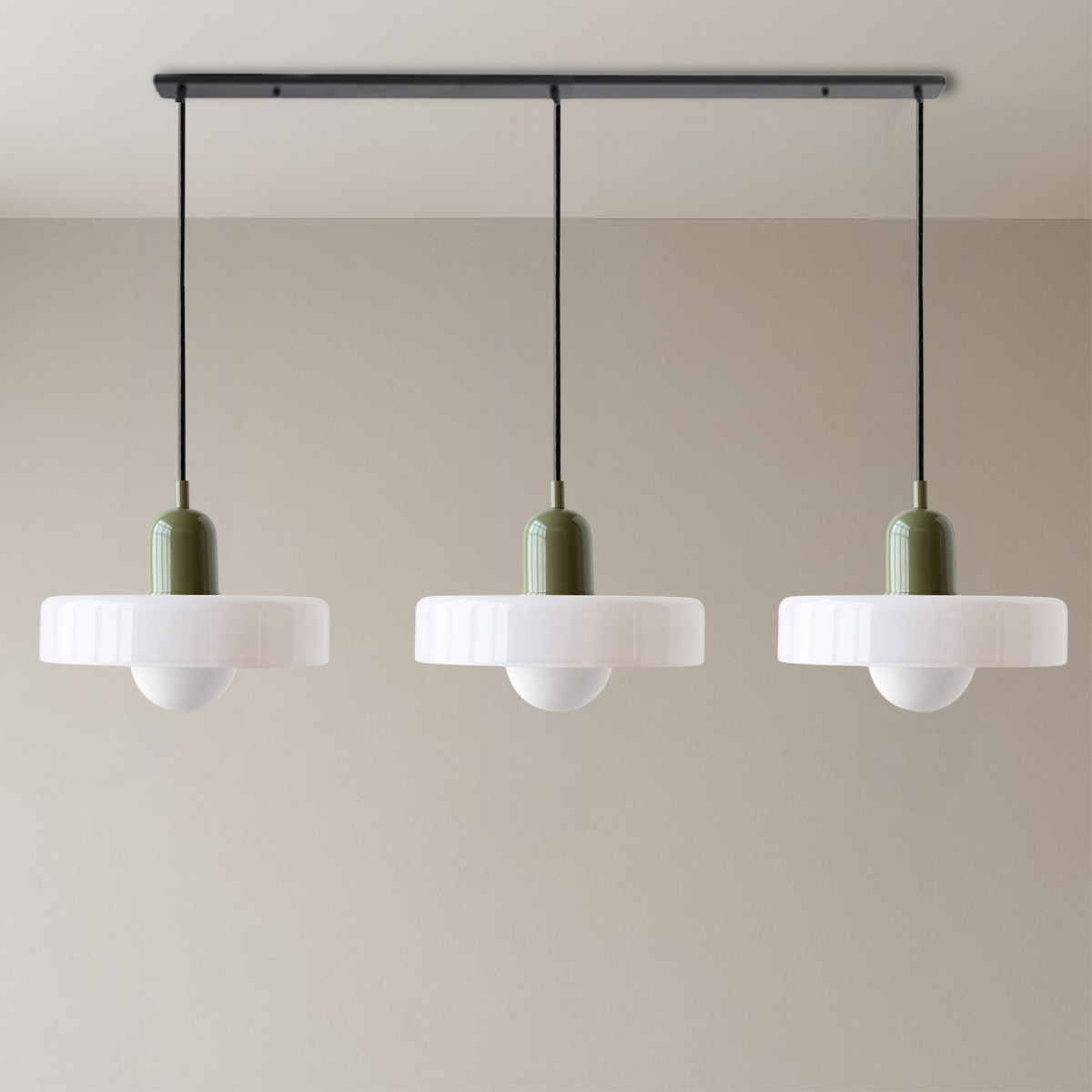 Triple Glass Hanging Light 39 in Wide Black Finish Adjustable Cable Kitchen Island Dining Table Ceiling Fixture Warm 3000K G9 Socket for Ope