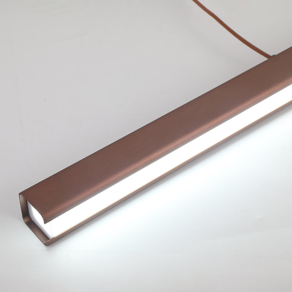 Linear LED Ceiling Light 59 in Metal Acrylic Fixture for Kitchen Island & Dining Room Adjustable Hanging Lamp Modern Black Brown