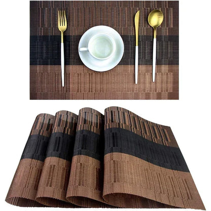 Machine-Washable PVC Placemats Set of 4 Heat-Resistant Non-Slip Table Mats for Dining Kitchen Dinner Parties