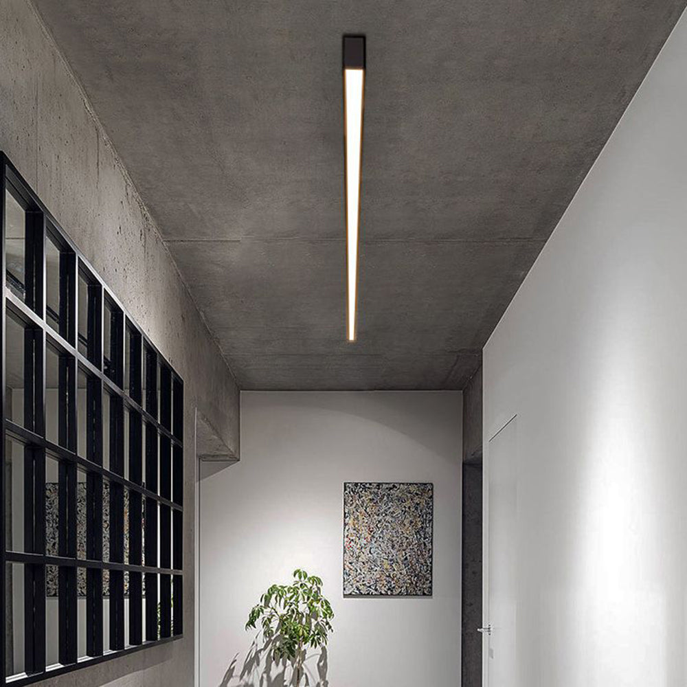 Modern Linear Black LED Flush Mount Ceiling Light Dimmable 24-47 Inch Metal for Kitchen Living Room
