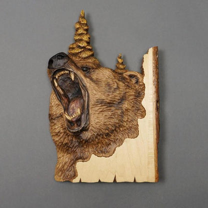 Hand-Carved Wooden Animal Wall Art Sculpture – Rustic 3D Wildlife Decor for Living Room, Bedroom & Office – Lightweight Hanging Home Accent
