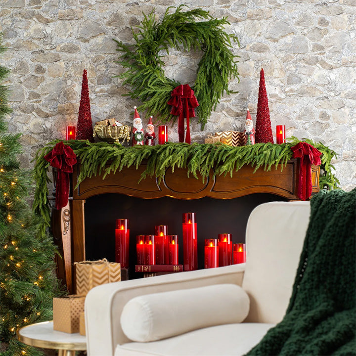 Bendable Evergreen Pine Garland - Realistic Needles, Dense Foliage, Customizable Shape for Mantel, Banister & Door Decor, 4-9 ft