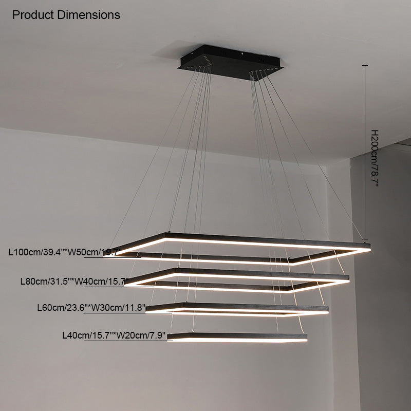 Multi-Tier Linear Suspension Fixture with Integrated LED, Adjustable Cable, Matte Black Metal Frame for Dining & Living Spaces