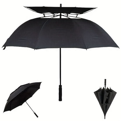 Oversized Automatic Umbrella Double Canopy Wind Resistant 2-3 Person Golf Rain Sun Protection Events Travel Outdoor Activities