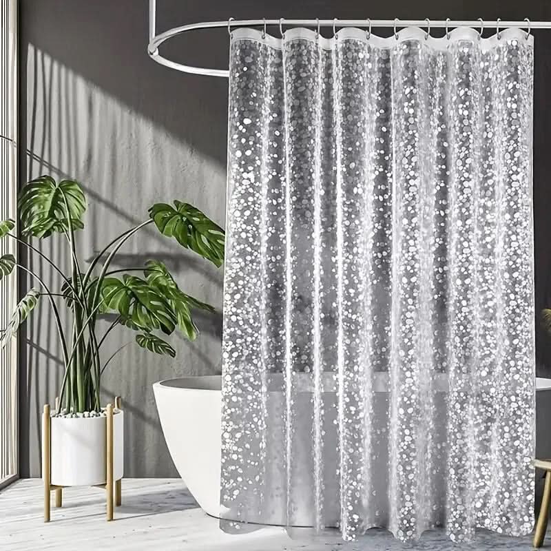 CLEARFLOW – Cortina de ducha impermeable y transparente con diseño de piedras
